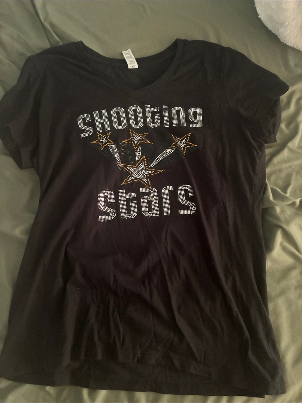 Black 'Shooting Stars' Rhinestone Graphic Tee World Cup